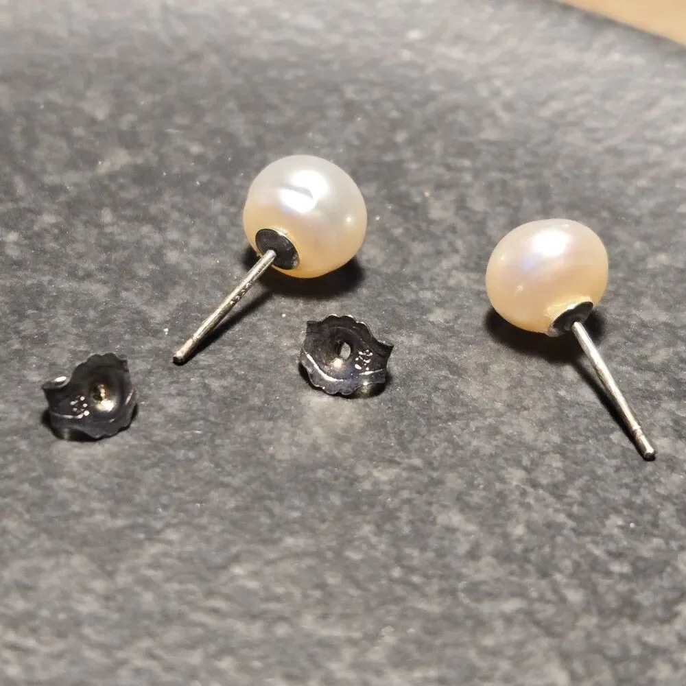 Pearl Style Sterling Silver Earrings